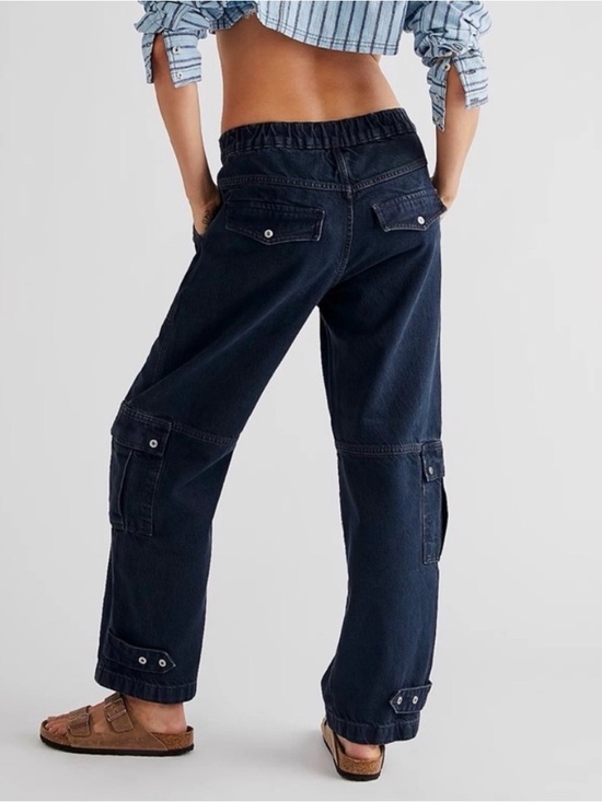 We The Free Pants - We The Free Dark Navy Wide Leg Cargo Pants